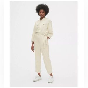 GAP Cream Utility Long Sleeve Jumpsuit
